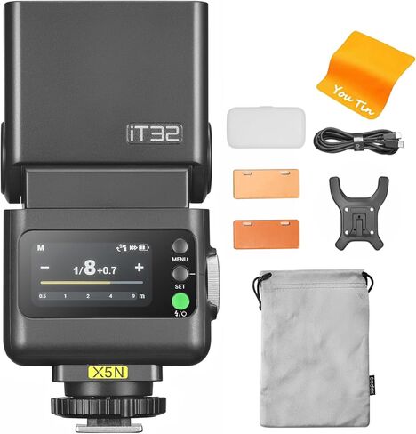 GODOX IT32 Camera Flash with X5C Flash Trigger for Canon Cameras,Modular Lighting System,Magnetic Hotshoe & Trigger in One,2.4GHz TTL and HSS 1/8000s,Colorful Touchscreen,LED Modeling Light in Saudi Arabia