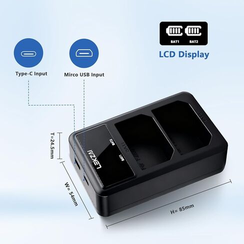 Lekzai 2PACK NP-FZ100 بطارية بديلة وشاحن USB مزدوج سريع لسوني A1، A9، A7R II، A7R IV، A7R V، A7S III، A7 III، A7 IV، A7C، A6600، ZV-E1، FX3، FX30 in Kuwait