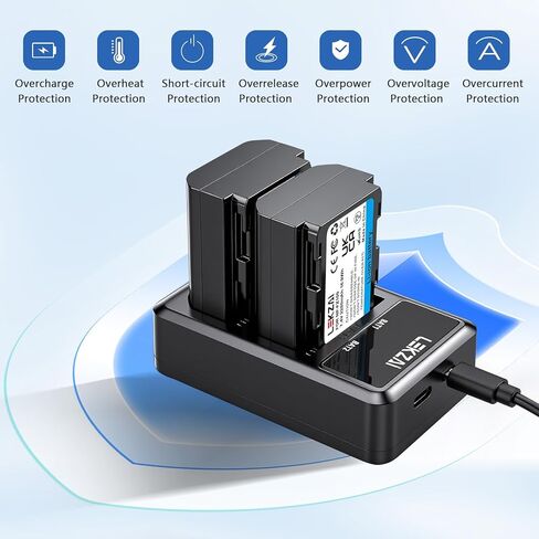 Lekzai 2PACK NP-FZ100 بطارية بديلة وشاحن USB مزدوج سريع لسوني A1، A9، A7R II، A7R IV، A7R V، A7S III، A7 III، A7 IV، A7C، A6600، ZV-E1، FX3، FX30 in Kuwait