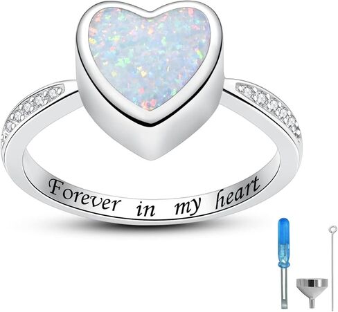 925 Sterling Silver Heart Urn Rings Hold Loved Ones Ashes Cremation Memorial Ring Keepsake Jewelry for Women for Human Ashes in Kuwait