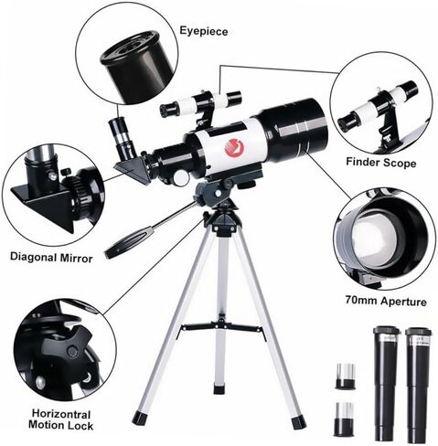 Stargazing Telescope with Phone Holder and Aluminum Tripod for Astronomy Beginners Portable Refracting Telescope for Camping Moon Watching and Outdoor Exploration in Saudi Arabia