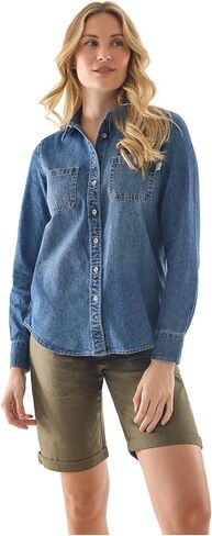 Martha Stewart Women's Chambray Denim Jacket, Long Sleeve, Stylish Casual Outerwear, for Everyday Wear in Saudi Arabia
