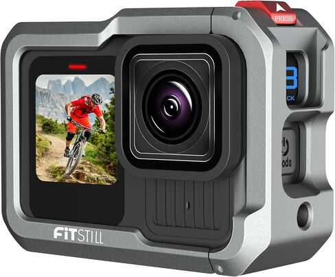 إطار قفص معدني من الألومنيوم من FitSTILL لـ Go Pro Hero 13 Hero 12 Hero 11 Hero 10 Hero 9 أسود، واقي عدسة مزدوج حذاء بارد متصل بكاميرا الفيديو الضوئية وملحقات حافظة واقية للكاميرا in Kuwait