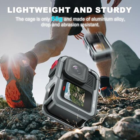 إطار قفص معدني من الألومنيوم من FitSTILL لـ Go Pro Hero 13 Hero 12 Hero 11 Hero 10 Hero 9 أسود، واقي عدسة مزدوج حذاء بارد متصل بكاميرا الفيديو الضوئية وملحقات حافظة واقية للكاميرا in Kuwait