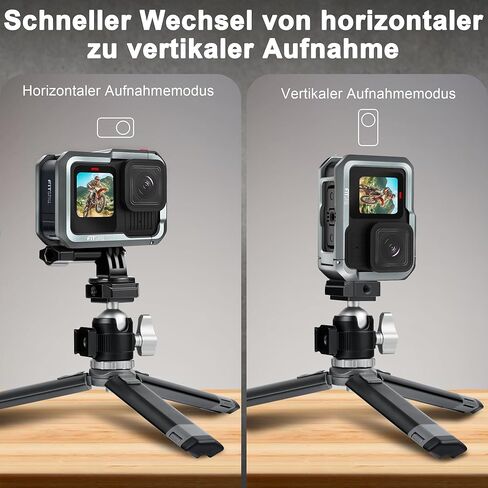 إطار قفص معدني من الألومنيوم من FitSTILL لـ Go Pro Hero 13 Hero 12 Hero 11 Hero 10 Hero 9 أسود، واقي عدسة مزدوج حذاء بارد متصل بكاميرا الفيديو الضوئية وملحقات حافظة واقية للكاميرا in Kuwait
