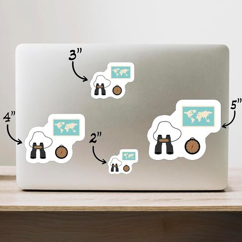 (3PCS) Binoculars Clock Map Adventure Sticker for Phone Tablet Laptop Car Truck Window | 2" Sticker in Saudi Arabia