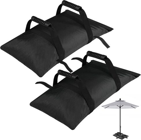 130LBS Extra Large Umbrella Base Weight Set of 2, Patio Fillable Sand Bags for Weight, Heavy-Duty Furniture Outdoor Weights for Umbrella Stand Patio Garden Backyard, Black(Without Sand) in Kuwait