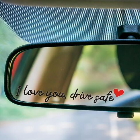 ملصق I Love You Drive الآمن مكون من 3 قطع من ملصقات السيارات اللطيفة لمصد نافذة الزجاج الأمامي ومرآة الرؤية الخلفية، ملصق لاصق من الفينيل، ملحقات سيارة مضحكة للفتيات والنساء (أسود) in Saudi Arabia