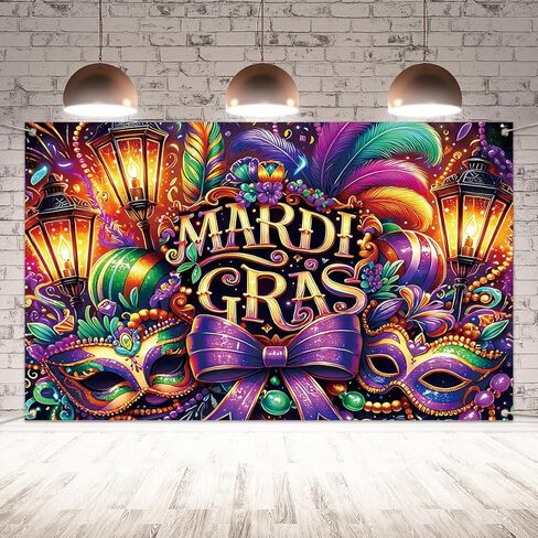 Mardi Gras Photo Backdrop New Orleans Mardi Gras Fat Tuesday Brazil Carnival Masquerade Decoration and Supplies for Home Party in Saudi Arabia
