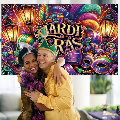 Mardi Gras Photo Backdrop New Orleans Mardi Gras Fat Tuesday Brazil Carnival Masquerade Decoration and Supplies for Home Party in Saudi Arabia