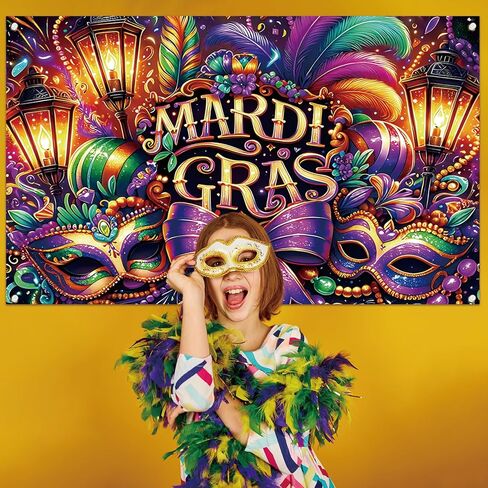 Mardi Gras Photo Backdrop New Orleans Mardi Gras Fat Tuesday Brazil Carnival Masquerade Decoration and Supplies for Home Party in Saudi Arabia