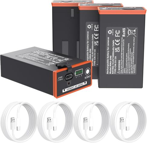 بطارية بديلة FJP 4-Pack 5.0Ah Moultrie Power Mag - متوافقة مع كاميرات Moultrie Cellular Trail Edge وEdge Pro وEdge 2 وEdge 2 Pro؛ يتضمن أربعة كابلات للشحن السريع من النوع C in Kuwait