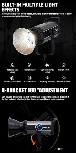 كاميرا REFLEX 100W LED RGB Video Light - COB، 14,000 لومن، طيف الألوان الكامل، 8 مشاهد FX، التحكم في التطبيق، 3200-5600K، 97 CRI، مثالية للتصوير بالفيديو/التصوير الفوتوغرافي بالإضاءة المستمرة in Kuwait