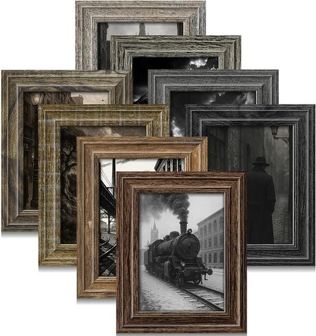 4x6 Picture Frames Set of 8,Classic American Vintage Rustic Farmhouse Style Photo Frames, High Definition Real Glass,for Tabletop or Wall Hanging in Saudi Arabia