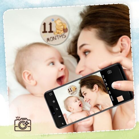 7 قطع من دوائر المعالم الشهرية من ويني بيبي، أقراص خشبية على شكل دب للأطفال من أجل طفلة رضيعة، لافتات دائرية مزدوجة الجوانب لدعم صور حديثي الولادة in Kuwait