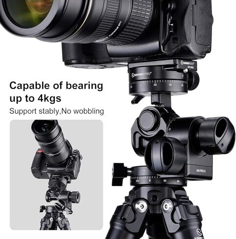 رأس حامل ثلاثي القوائم من SUNWAYFOTO GH-PRO II مع مشبك QR موجه بزاوية 360 درجة وقاعدة تحريك متوافقة مع Arca in Kuwait