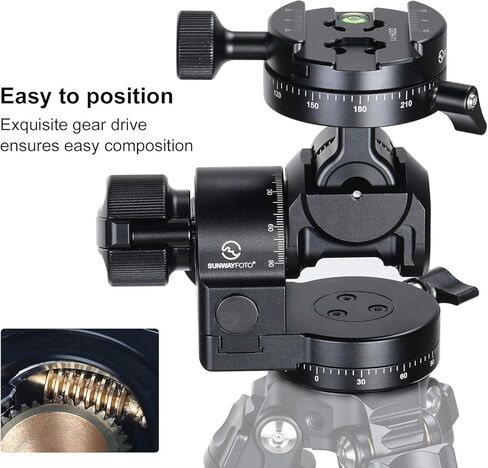 رأس حامل ثلاثي القوائم من SUNWAYFOTO GH-PRO II مع مشبك QR موجه بزاوية 360 درجة وقاعدة تحريك متوافقة مع Arca in Kuwait