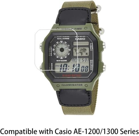 واقي شاشة Walieoka متوافق مع سلسلة Casio AE-1200/AE-1300، طبقة واقية من الزجاج المقوى بقوة 9H، شفاف كريستالي مقاوم للخدش [عبوة من قطعتين] in Kuwait