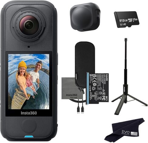 حزمة عصا سيلفي ثلاثية القوائم الهوائية Insta360 X4 | أخف كاميرا حركة 8K 360 للمغامرات الملحمية، مثالية لجولة Matterport 360 House|تتضمن الحزمة عصا سيلفي ثلاثية القوائم، وغطاء عدسة (256 جيجابايت) in Kuwait