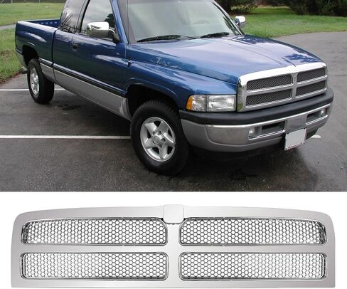Black Frame Honeycomb Mesh Style Grille Grille Grille Grille متوافق مع Dodge Ram 1500 2500 3500 Grille Grille Pickup Truck 1994 1995 1996 1997 1998 1999 2000 2001 2002 in Kuwait