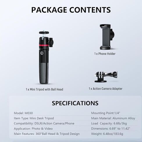 حامل ثلاثي صغير من KINGJOY للكاميرا، عصا سيلفي محمولة للسفر متوافقة مع جيب DJI OSMO 3/Insta 360 x 5/OSMO 360/Xtra/Sony/Canon/Nikon، حامل ثلاثي القوائم صغير قابل للتمدد للمكتب in Kuwait