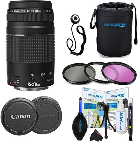 Canon EF 75-300mm f/4-5.6 III Telephoto Zoom Lens for Canon SLR Cameras, 6473A003 (Renewed) (Lens w/Pixibytes Advanced Bundle) in Saudi Arabia