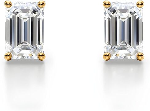 Emerald Cut Lab Crown Diamond Stud أقراط للنساء | IGI معتمد | 0.50 إلى 2.00 CTTW | E-F Color ، VS1-VS2 Clarity | 14K أبيض أو أصفر الذهب | دفع الخلف in Kuwait