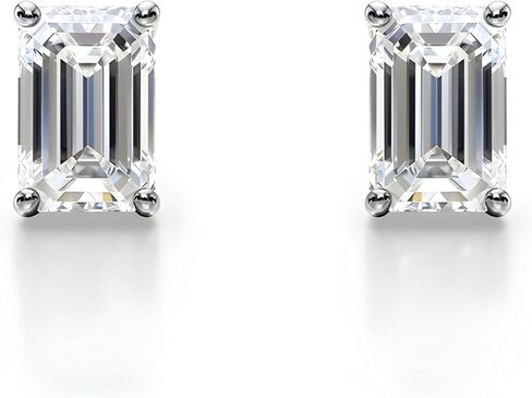 Emerald Cut Lab Crown Diamond Stud أقراط للنساء | IGI معتمد | 0.50 إلى 2.00 CTTW | E-F Color ، VS1-VS2 Clarity | 14K أبيض أو أصفر الذهب | دفع الخلف in Kuwait