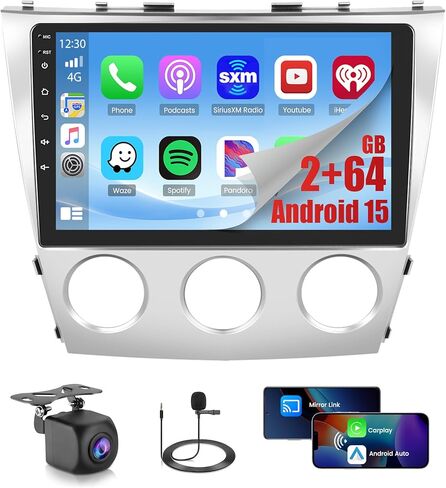2+64GB Android 15 Car Radio To Toyota Camry 2006-2011 (Manual A/C) مع Carplay Android Auto ، 10.1 بوصة ستيريو شاشة تعمل باللمس للكامري مع GPS WiFi Bluetooth EQ 26UI FM RDS Camera in Saudi Arabia