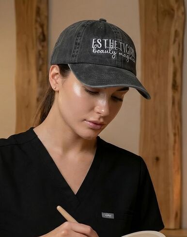 InnoBeta Esthetician Gifts Cap for Women - Adjustable Vintage Washed Cotton Embroidered Hat - Gift for Magic Beauty in Saudi Arabia