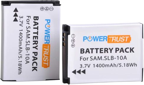 بطارية SLB-10A SLB10A (عبوتان) وشاحن USB LED لكاميرات Samsung EX2F HZ15W SL202 SL420 SL620 SL820 WB150F WB250F WB350F WB750 WB800F WB850F WB1100F الرقمية in Kuwait