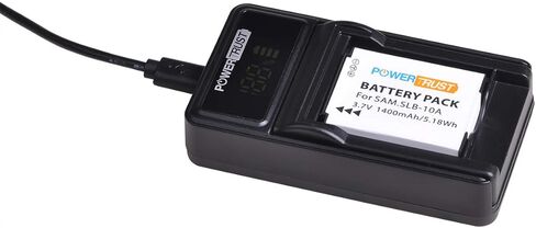 بطارية SLB-10A SLB10A (عبوتان) وشاحن USB LED لكاميرات Samsung EX2F HZ15W SL202 SL420 SL620 SL820 WB150F WB250F WB350F WB750 WB800F WB850F WB1100F الرقمية in Kuwait