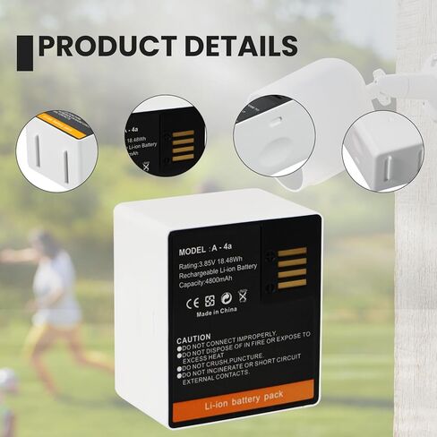 2 حزمة بطارية قابلة للشحن A-4A متوافقة مع سلسلة كاميرات Arlo Ultra، Ultra 2، Pro 3، Pro 4، Pro 5، Pro 5S 2K VMC4040P VMA5400 VMC4350P VMC4050P VMC5040 VMS4240P VMC4060P 3.85V 18.48Wh 4800mAh in Saudi Arabia