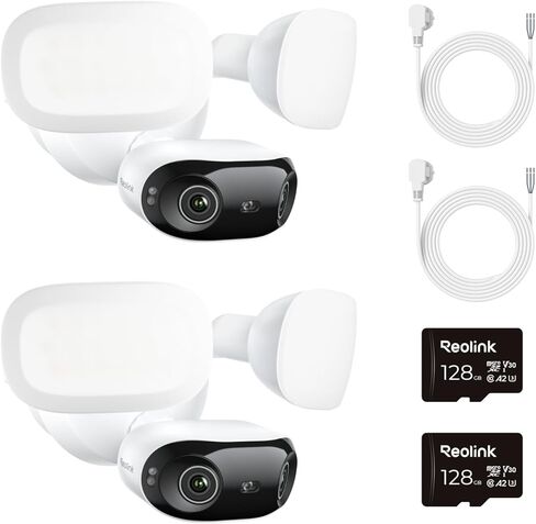 REOLINK Camera with Plug-in Power Cable, 128GB microSD Card, 4K Floodlight Camera with 180° FOV, Local Storage in Saudi Arabia