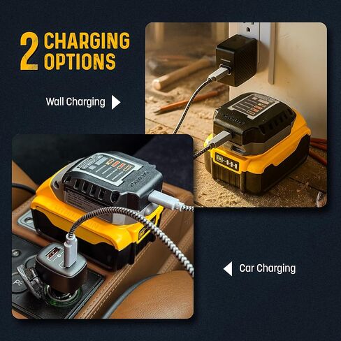 Galvanox Portable Battery Charger Set for DEWALT 20V Max Batteries, Fast Charging Powerbank Enabled (65W Input/Output) USB Type-C with AC Wall, DC Vehicle Car Adapter and Organizer (Power Pack, 4PC) in Saudi Arabia