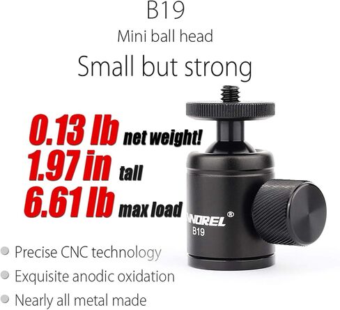 Mini Tripod Ball Head-INNOREL B19 Mount Head-Metal Ballhead 360° Pan 90° Tilt Tripods Mount with 3/8" to 1/4" Adapter CNC Ballheads,Max Load 6.61 lb for Phone/DLSR Camera/Mini Holder (2 Pieces) in Saudi Arabia