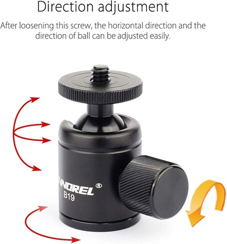 Mini Tripod Ball Head-INNOREL B19 Mount Head-Metal Ballhead 360° Pan 90° Tilt Tripods Mount with 3/8" to 1/4" Adapter CNC Ballheads,Max Load 6.61 lb for Phone/DLSR Camera/Mini Holder (2 Pieces) in Saudi Arabia