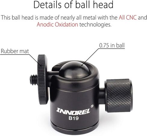 Mini Tripod Ball Head-INNOREL B19 Mount Head-Metal Ballhead 360° Pan 90° Tilt Tripods Mount with 3/8" to 1/4" Adapter CNC Ballheads,Max Load 6.61 lb for Phone/DLSR Camera/Mini Holder (2 Pieces) in Saudi Arabia