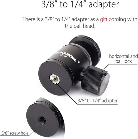 Mini Tripod Ball Head-INNOREL B19 Mount Head-Metal Ballhead 360° Pan 90° Tilt Tripods Mount with 3/8" to 1/4" Adapter CNC Ballheads,Max Load 6.61 lb for Phone/DLSR Camera/Mini Holder (2 Pieces) in Saudi Arabia