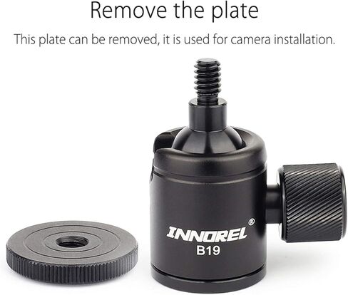 Mini Tripod Ball Head-INNOREL B19 Mount Head-Metal Ballhead 360° Pan 90° Tilt Tripods Mount with 3/8" to 1/4" Adapter CNC Ballheads,Max Load 6.61 lb for Phone/DLSR Camera/Mini Holder (2 Pieces) in Saudi Arabia