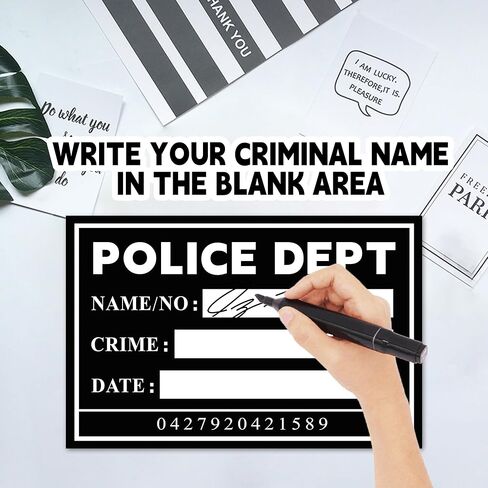 خلفية Mugshot مقاس 5 × 4.3 قدم، 20 قطعة من علامات Mugshot مع مخططات ارتفاع من البوليستر، خلفية دعائم صور لسجن مشهد الجريمة مع 2 علامات وممحاة مسح جافة للعزوبية، وديكورات حفلات السجن in Kuwait