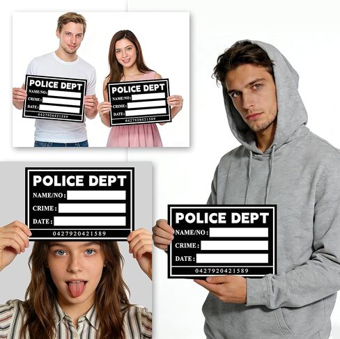 خلفية Mugshot مقاس 5 × 4.3 قدم، 20 قطعة من علامات Mugshot مع مخططات ارتفاع من البوليستر، خلفية دعائم صور لسجن مشهد الجريمة مع 2 علامات وممحاة مسح جافة للعزوبية، وديكورات حفلات السجن in Kuwait