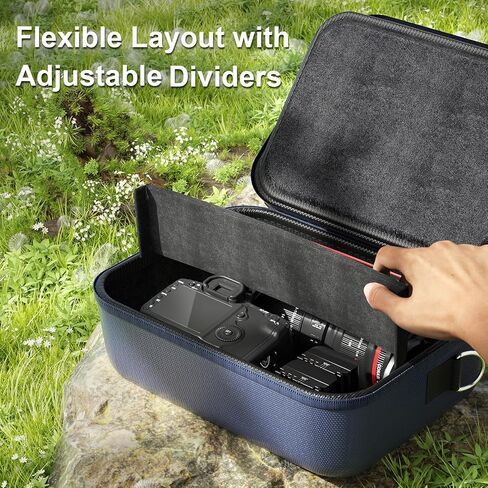 حافظة كاميرا ProCase صلبة لكاميرات Canon Rebel T7/EOS R100/R50/DSLR/SLR/Nikon/Sony/عديمة المرآة، حقيبة سفر مبطنة ناعمة للكاميرا الرقمية مع حزام كتف واحد و3 فواصل قابلة للتعديل - كحلي in Kuwait