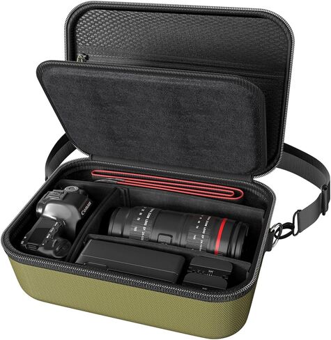 حافظة كاميرا ProCase صلبة لكاميرات Canon Rebel T7/EOS R100/R50/DSLR/SLR/Nikon/Sony/عديمة المرآة، حقيبة سفر مبطنة ناعمة للكاميرا الرقمية مع حزام كتف واحد و3 فواصل قابلة للتعديل - كحلي in Kuwait