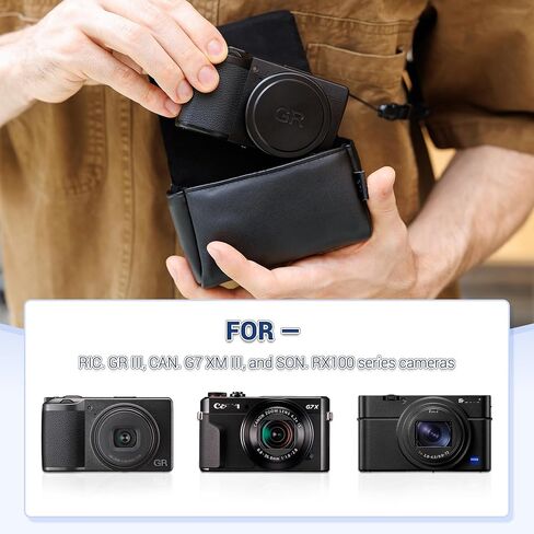 KIWIFOTOS Digital Camera Case for LUMIX ZS99 ZS300 Ricoh GR IV III SX740 G7X Mark III SONY RX100 VI ZV1 II KODAK FZ45 FZ55 H35N Snapic A1 PU Camera Pouch in Saudi Arabia