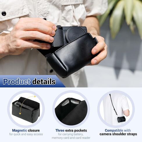 KIWIFOTOS Digital Camera Case for LUMIX ZS99 ZS300 Ricoh GR IV III SX740 G7X Mark III SONY RX100 VI ZV1 II KODAK FZ45 FZ55 H35N Snapic A1 PU Camera Pouch in Saudi Arabia