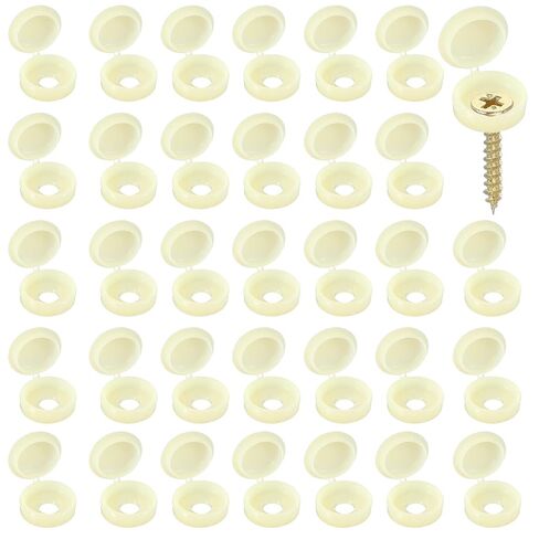Screw Snap Covers, Plastic Hinged Screw Cover Caps Shutter Screws Fold Snap Washer- Fitting for (Windows - Railings - Home Furniture - Cabinets) 5 mm & 200 Pack & Beige in Saudi Arabia
