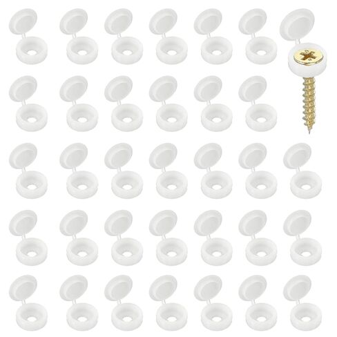 Screw Snap Covers, Plastic Hinged Screw Cover Caps Shutter Screws Fold Snap Washer- Fitting for (Windows - Railings - Home Furniture - Cabinets) 5 mm & 200 Pack & Beige in Saudi Arabia