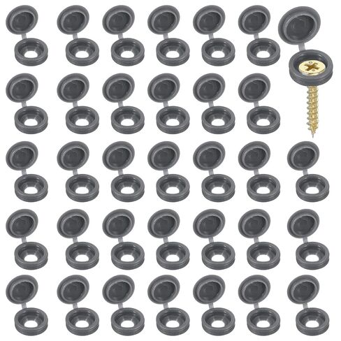Screw Snap Covers, Plastic Hinged Screw Cover Caps Shutter Screws Fold Snap Washer- Fitting for (Windows - Railings - Home Furniture - Cabinets) 5 mm & 200 Pack & Beige in Saudi Arabia