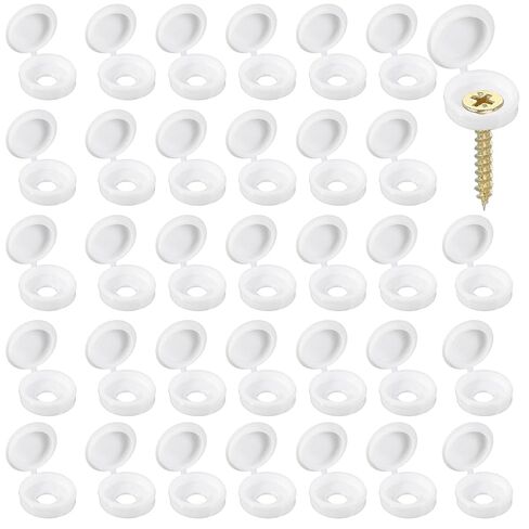 Screw Snap Covers, Plastic Hinged Screw Cover Caps Shutter Screws Fold Snap Washer- Fitting for (Windows - Railings - Home Furniture - Cabinets) 5 mm & 200 Pack & Beige in Saudi Arabia